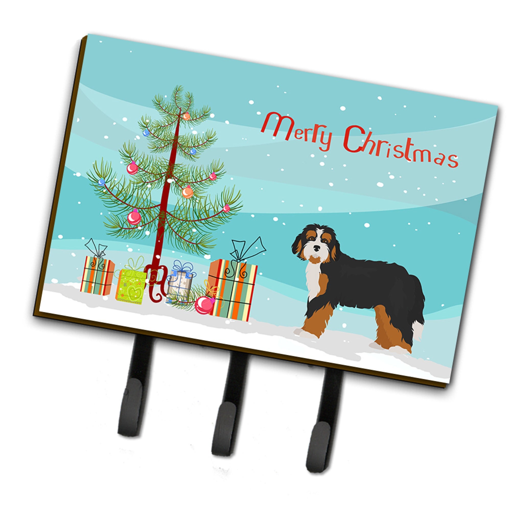 Caroline'S Treasures Bernedoodle Christmas Tree Leash Or Key Holder Hooks, Multicolor